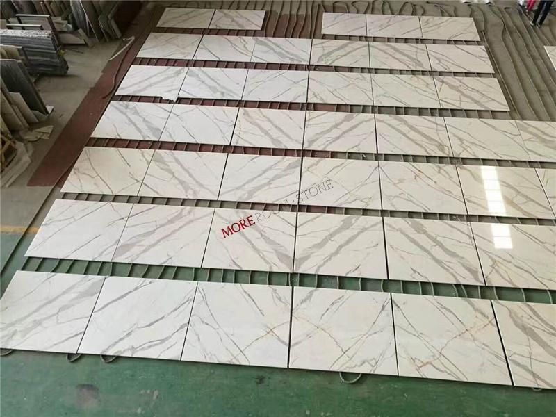 Italian Imported Calacatta Statuario White Natural Stone Marble for Bathroom Floor and Wall Design