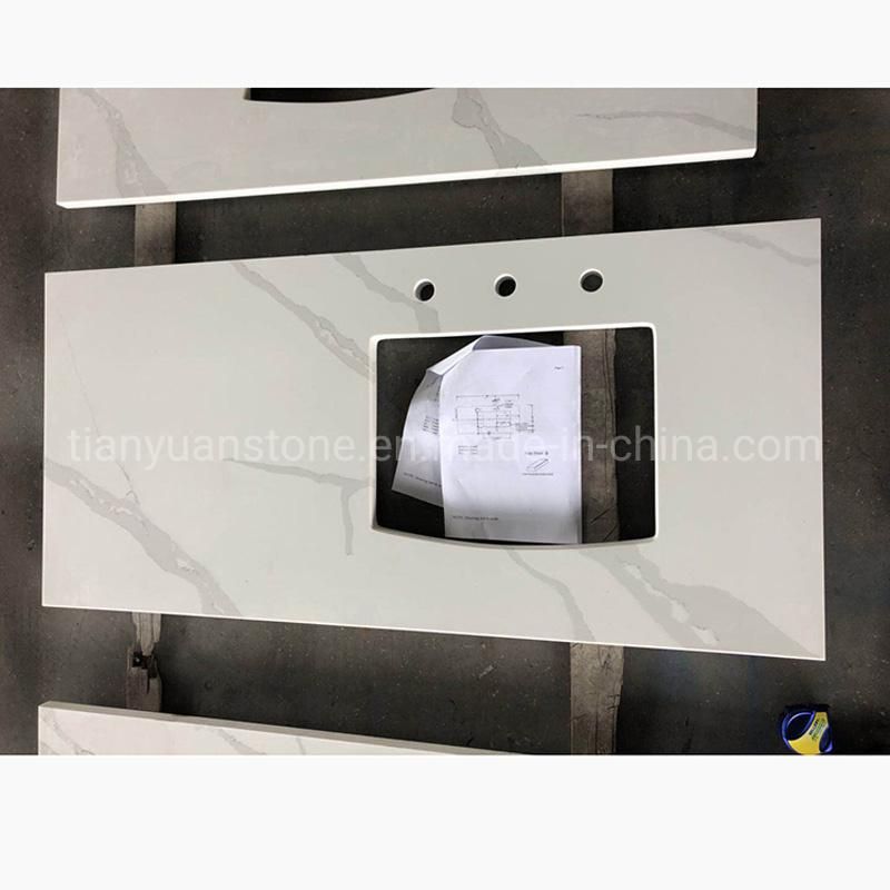 Prefab Pure White/Calacatta White/Granite/Quartz Stone Vanity Top