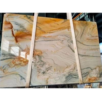 Natural Beautiful Giallo Macaubas Purple Yellow Luxury Quartzite Stone Slab for Building Material