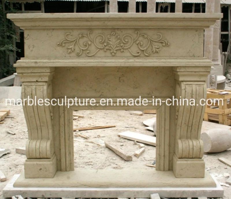 Simple Indoor Decoration Stone Sculpture Marble Fireplace (SYMF-069)