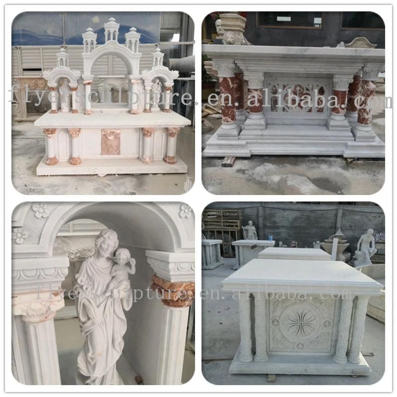 Western Style Luxury Beige Cream Marble Fireplace Mantel with Lady Statue