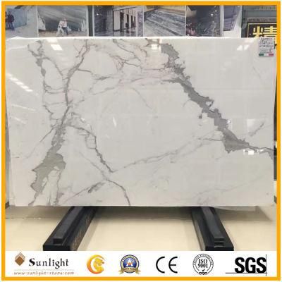 Polished Italian Calacatta White Marble for Countertops, Bathroom Vanity Tops