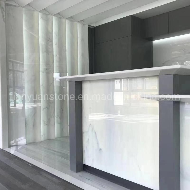 Pure White Crystallized Glass Panel Stone Slab for Countertops and Tiles