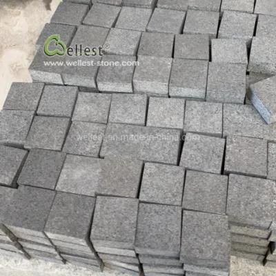 2019 Affordable Price Flamed Black Granite Cobbles/Black Granite Driveway Cobblestone Paver/Black Granite Setts