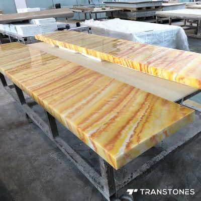 Interior Decorated Polished Translucent Onyx Marble Bar Counter Top