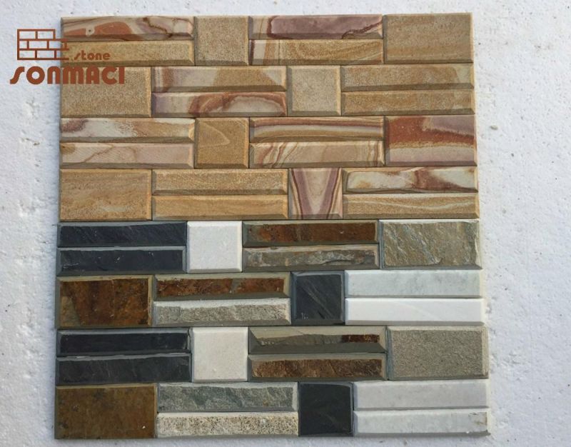 Multi Color Slate Glued Ledgestone Panel Wall Tiles