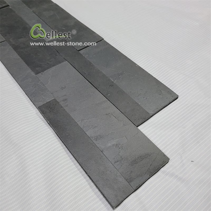 Easy DIY Tile Peel and Stick Black Slate Stone Overlay Kitchen Backsplash Decorative Tile Ledge Stone Culture Stone Wall Panel