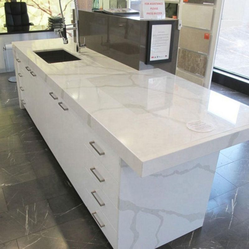 Artificial Calacatta White Quartz Stone Vanity Top for Kitchen or Bathroom
