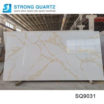Guang Dong China Carrara/Calacatta White Artificial /Engineered Quartz Stone Slab