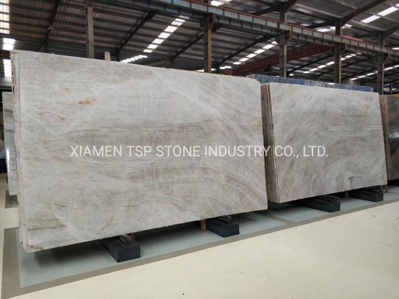 Simple Elegant Taj Mahal Quartzite Madre Perla White Slab for Countertop and Flooring Tile