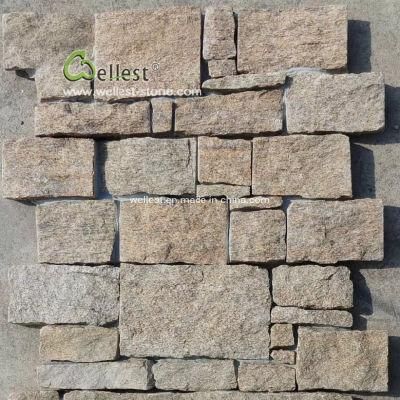 Tiger Yellow Quartzite Cement Mat Ledge Stone Exterior Wall Veneer