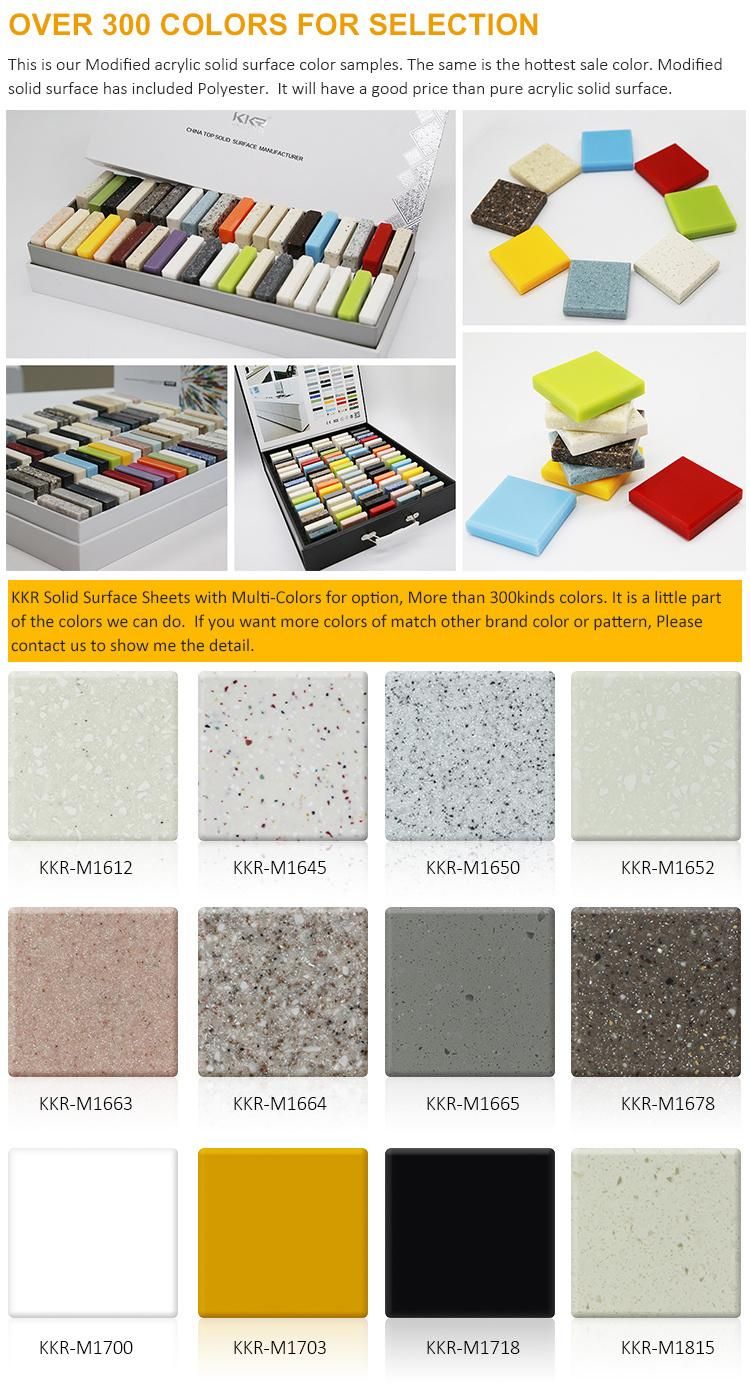 Kkr 12mm 15mm 20mm Acrylic Solid Surface Stone Sheet Supplier Reception Counter Top