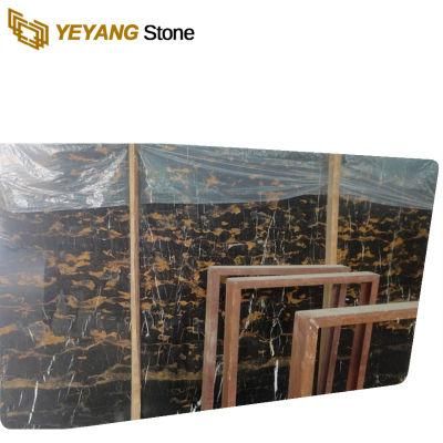 Full Polishing Natural Black and Gold Marble Big Slab