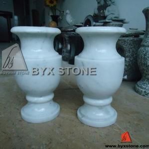 White Marble Stone Flower Vase for Cemetery Monument