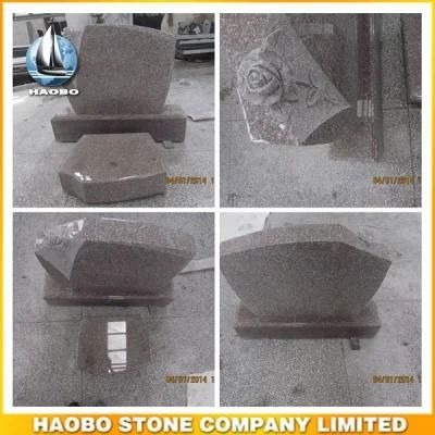 Granite Upright Memorial with Carved Roses Headstone Tombstone