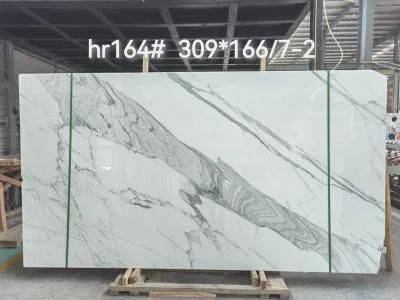 White Calacatta Slab Tile Wall Cadding Stair Step