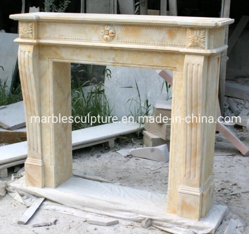 Simple Style Home Decoration Stone Sculpture Marble Fireplace (SYMF-037)