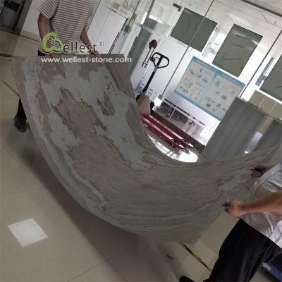 Beautiful Natural Slate Khaki Beige Flexible and Super Thin Stone Wall Panel Veneer for Wall Background Decoration