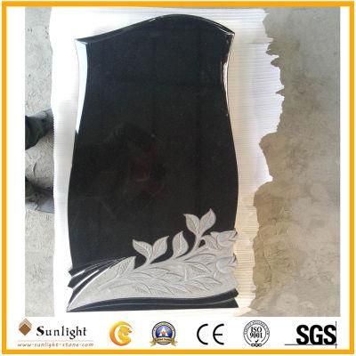 Tombstone Supplier Shaxni Black Granite Flowers for Tombstone