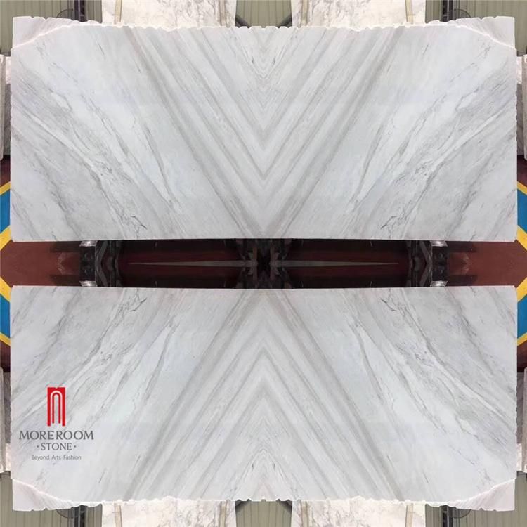 Marble Slab Supplier Italy Volakas White Bookmatch Grey Veins