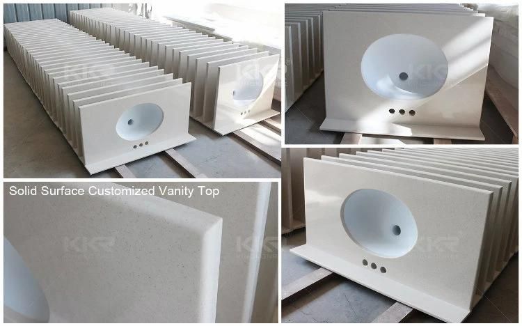 Customized Marble Textured Solid Surface Stone Bathroom Vanity Tops for Projects