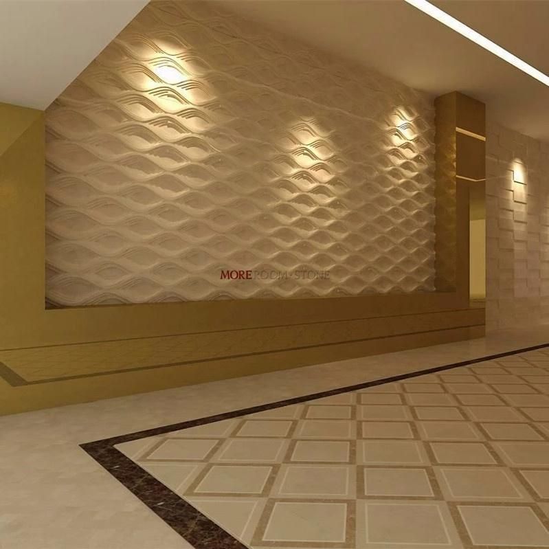 3D Carrera White Marble Panel for Reception Desk