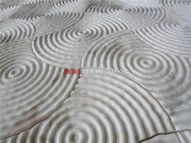 Modern Background Wall Decoration CNC 3D Panel Staturior White Marble for Interior Design