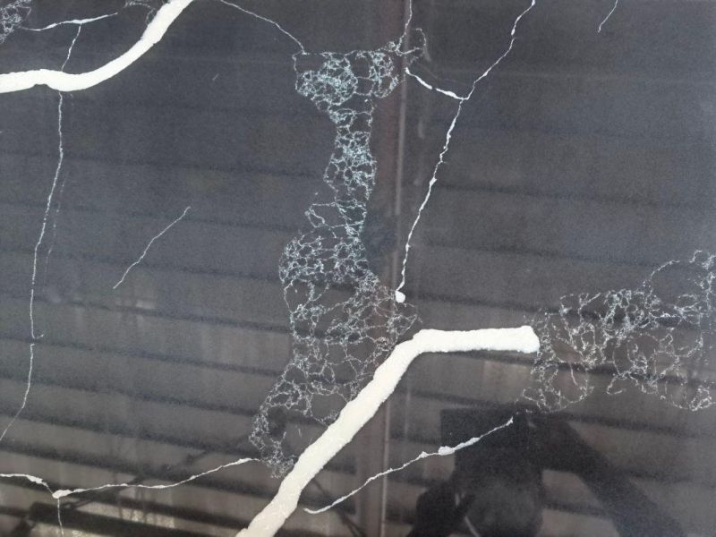 China 3200X1600 Calacatta Black with White Veins Quartz Stone Slabs for kitchen Tops