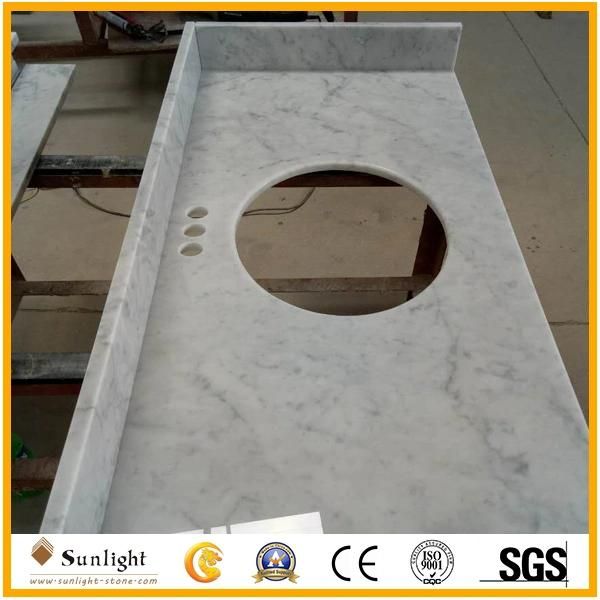 Prefabricated Marble Vanity Top with Backsplash and Internal Oval Sink