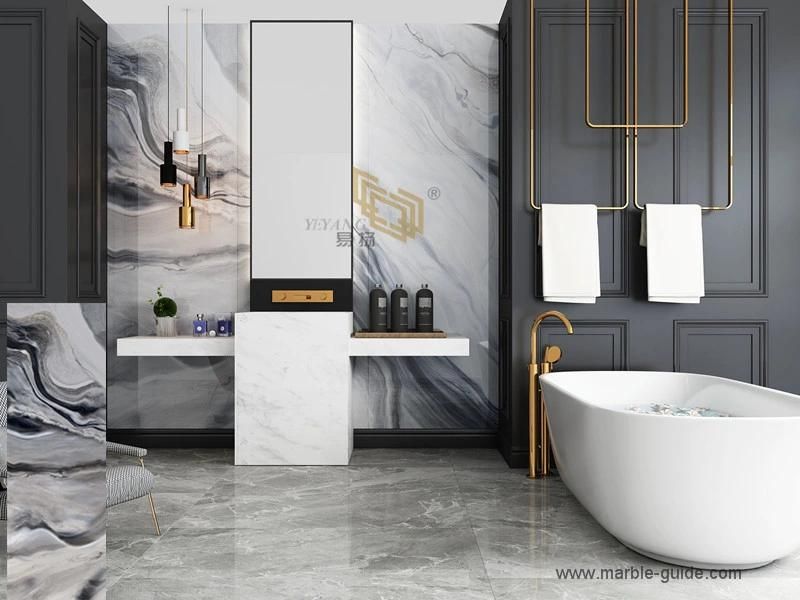 Solid Surface Material Dark Gray Sintered Stone for Bathroom Wall/Background