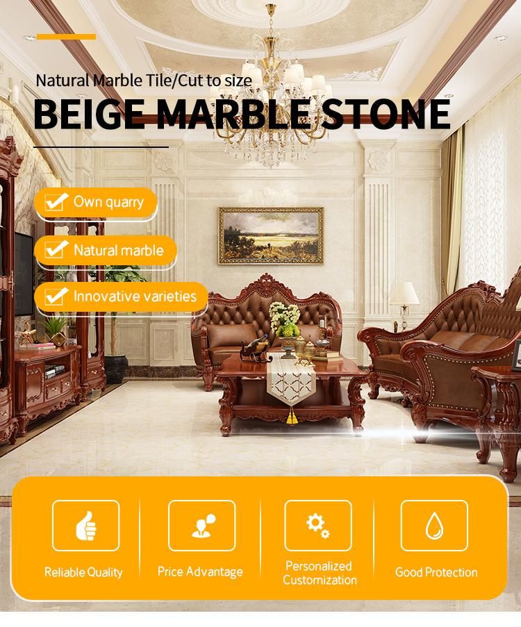 Yunfu Factory Natural Marble Beige Slabs Cut to Size Marble Stone Ultram Tiles Crema Ultraman Ottoman Tile Marble Tiles