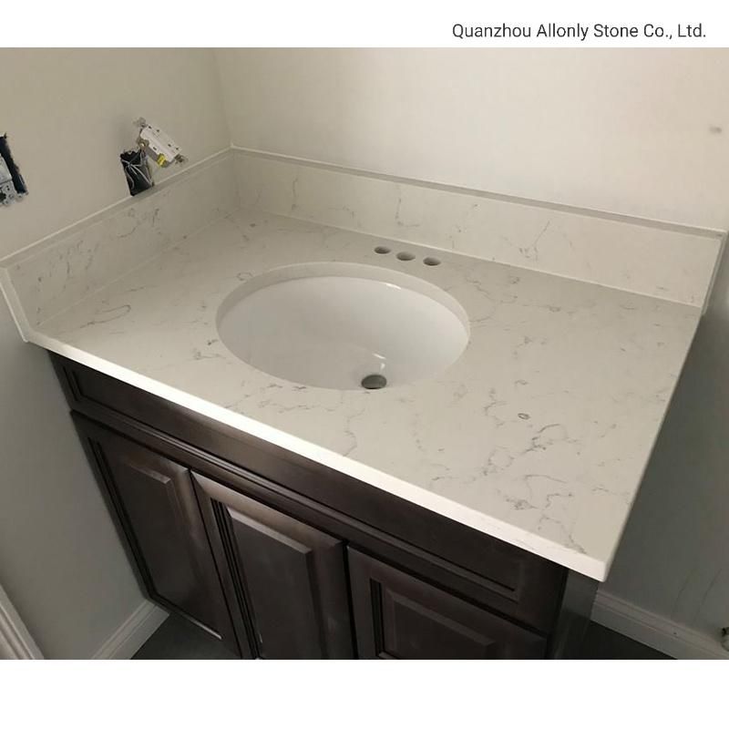Custom Made Carrara White Solid Corian Surface Bathroom Countertop