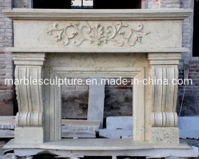 Hand Carved Simple Natural Marble Fireplace Home Decoration (SYMF-166)