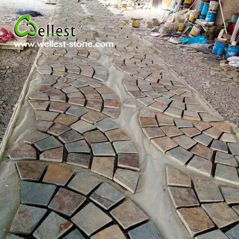 Rusty Slate Cobblestone Meshed Paving, Driveway, Walkway Paving