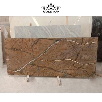 Home Decoration Natural Stone Polished/ Honed Surface Bathroom/Kitchen /Living Room Countertop Tropical Rain Forest Brown Marble for Home