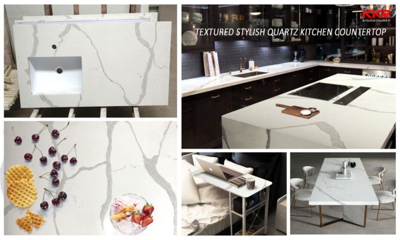 Quartz 30mm Calacata White Stone Big Quartz for Kitchen Countertops