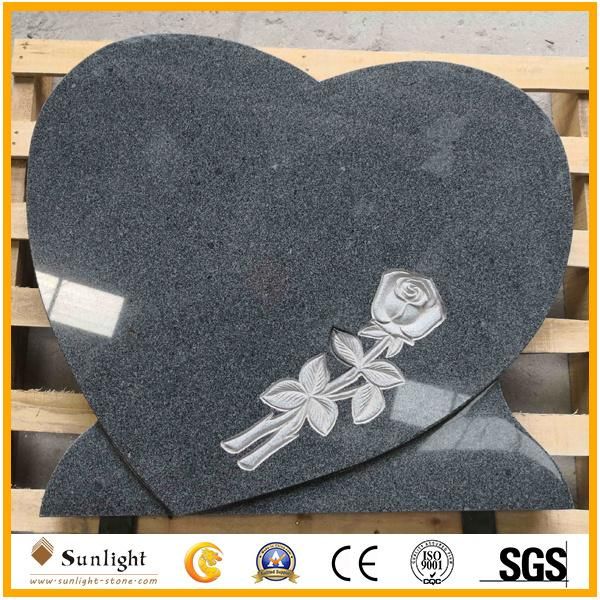 G654 Padang Dark Granite Cross/Heart Memorial Tombstone Monuments