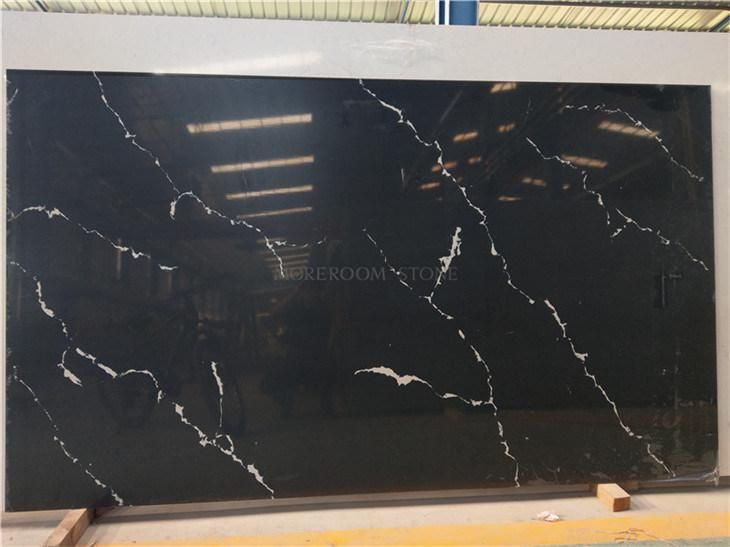Foshan Artificial Stone Calacatta Black Marble Quartz Stone Countertop