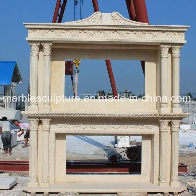 High Quality Double Western Style Column Marble Fireplace Mantel (SY-MF068)