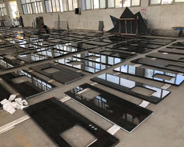 43 Inch Custom Made Natural Stone Black Pearl Granite Vanity Top for Bathroom