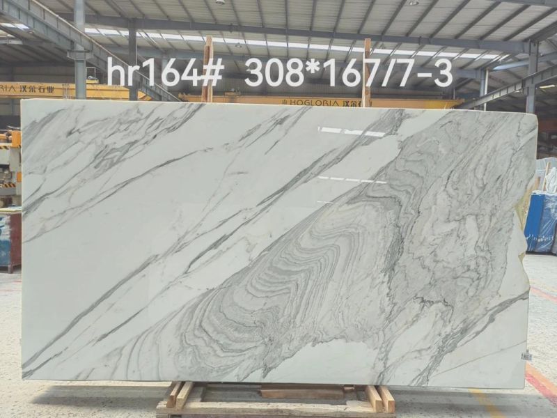 White Calacatta Slab Tile Wall Cadding Stair Step