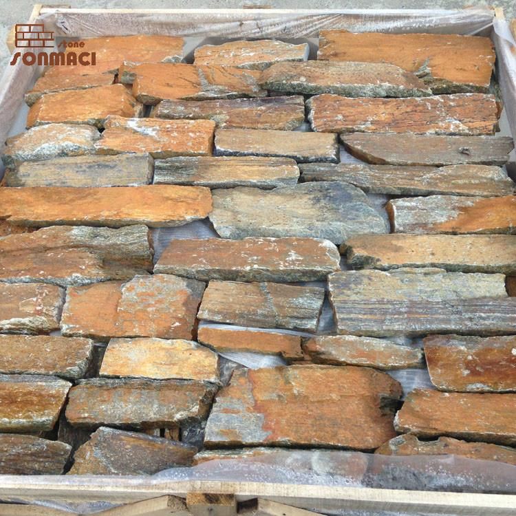 Rusty Quartz Fieldstone Exterior Wall Panels