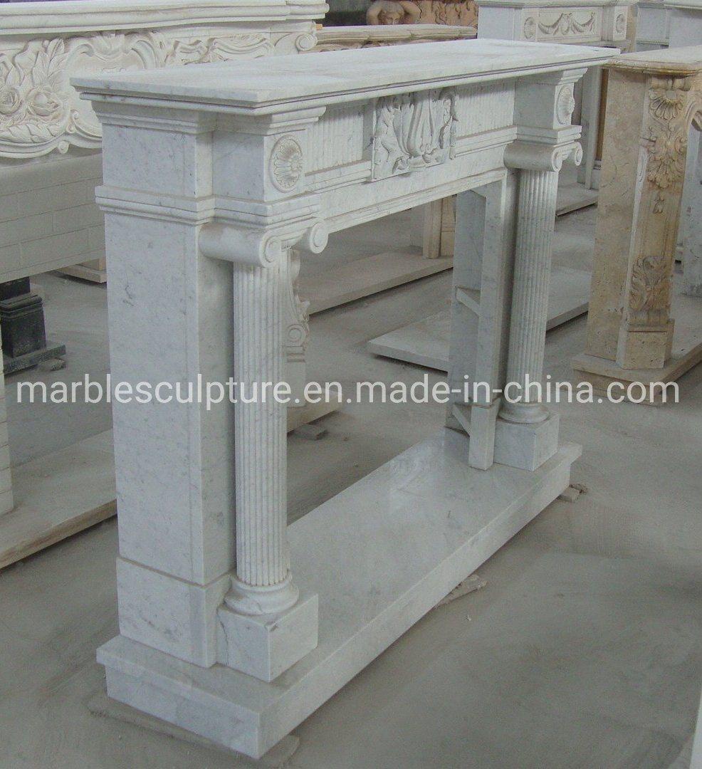 Home Decoration White Marble Fireplace in Stock (SYMF-269)