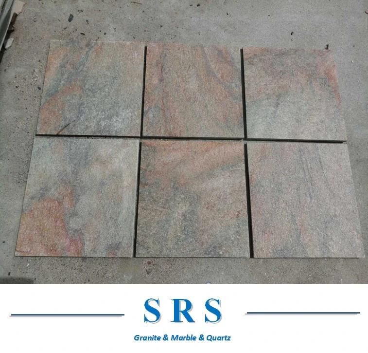Natural Stone Golden Sand Quartzite Slate Flooring for Paving/Outdoor Decoration