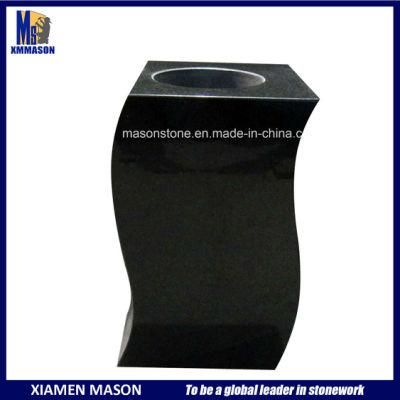 Unique Custom Design Black Granite Memorial Vases