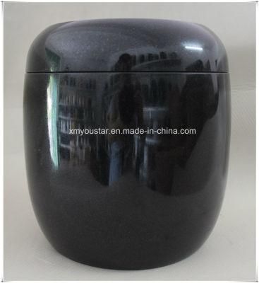 Shanxi Absolute Black Granite Cemation Funeral Urns Oval Design for Funeral Home