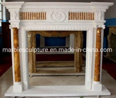 Home Furniture Stone Mantel Sculpture Marble Fireplace (SYMF-070)