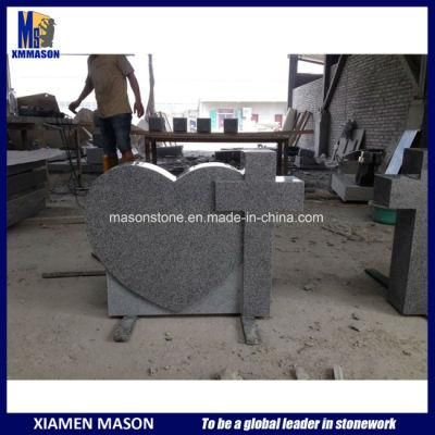 Heart with Cross Carving Shape Natural Stone Headstones