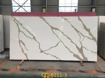 White Co-6111-3 Artificial Quartz Stone Slab with Beautiful Veins Like Trees