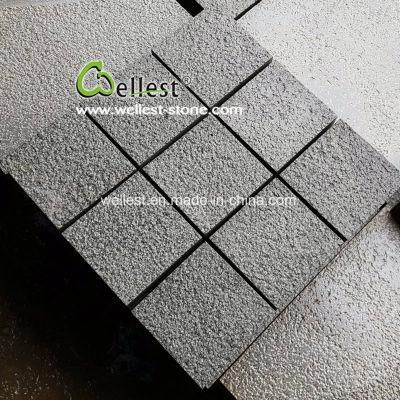 Hainan Black Basalt Bush Hammered Cobble Stone for Driveway Paving